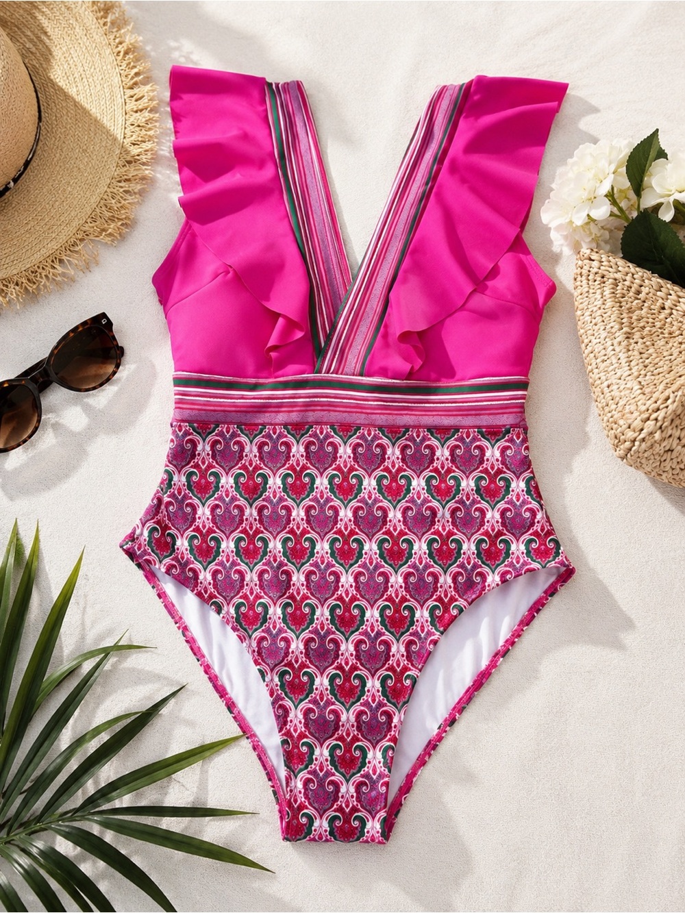 Kids Pink Ruffle One-Piece Swimsuit
